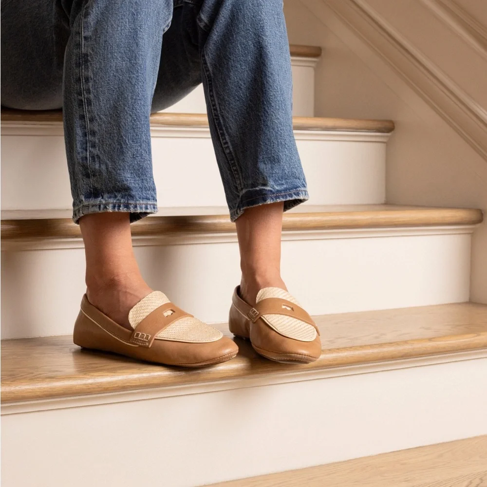 Birdies The Vesper Driver Cappuccino Leather Raffia 8 NWOT - Picture 3 of 12